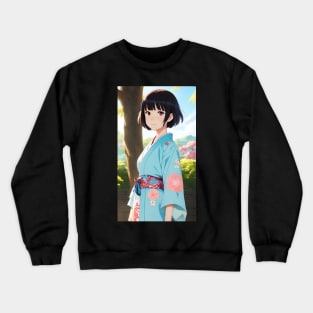 Anime Girl With Kimono 02 Crewneck Sweatshirt